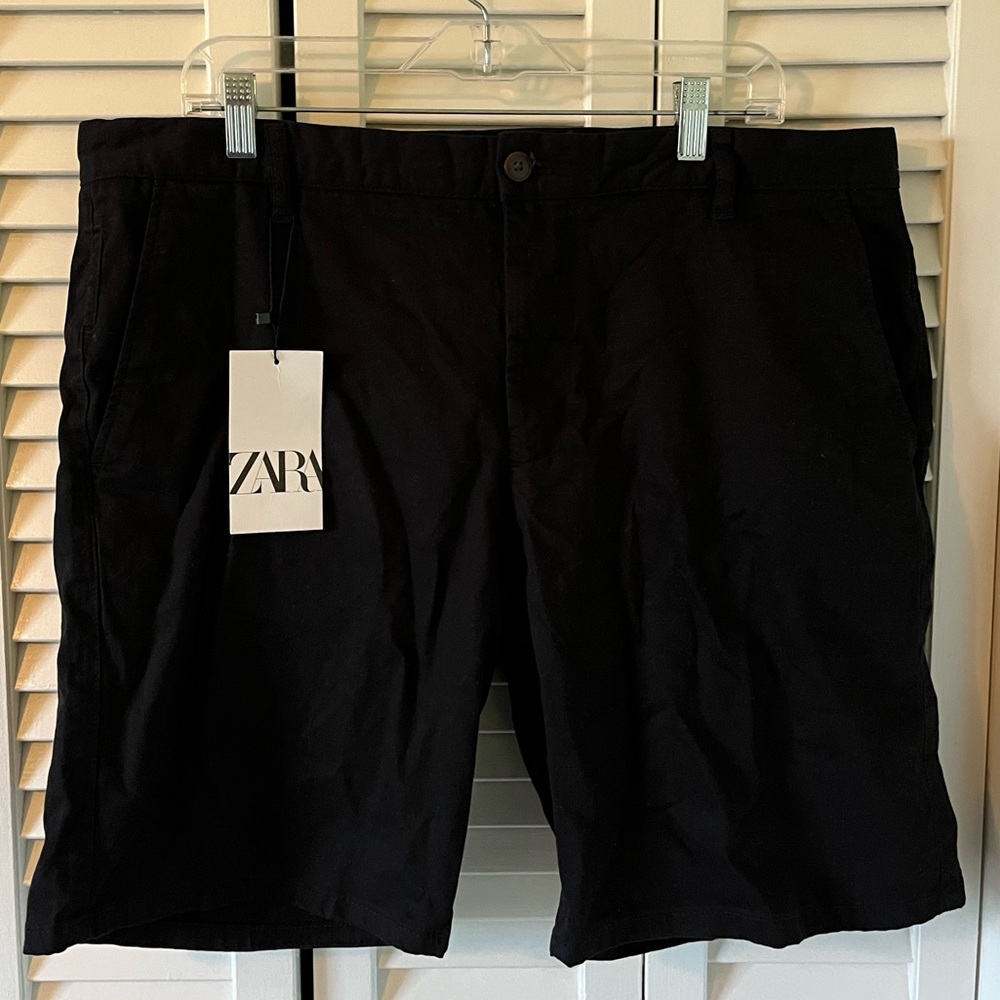 NWT Zara Slim Stretch Shorts Black Size 38
